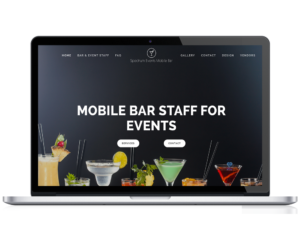 An image of the website for Spectrum Events Mobile Bar wedding vendor, designed by Axess Web Design