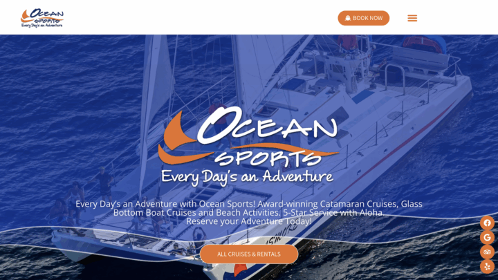 Image of the home page of HawaiiOceanSports.com