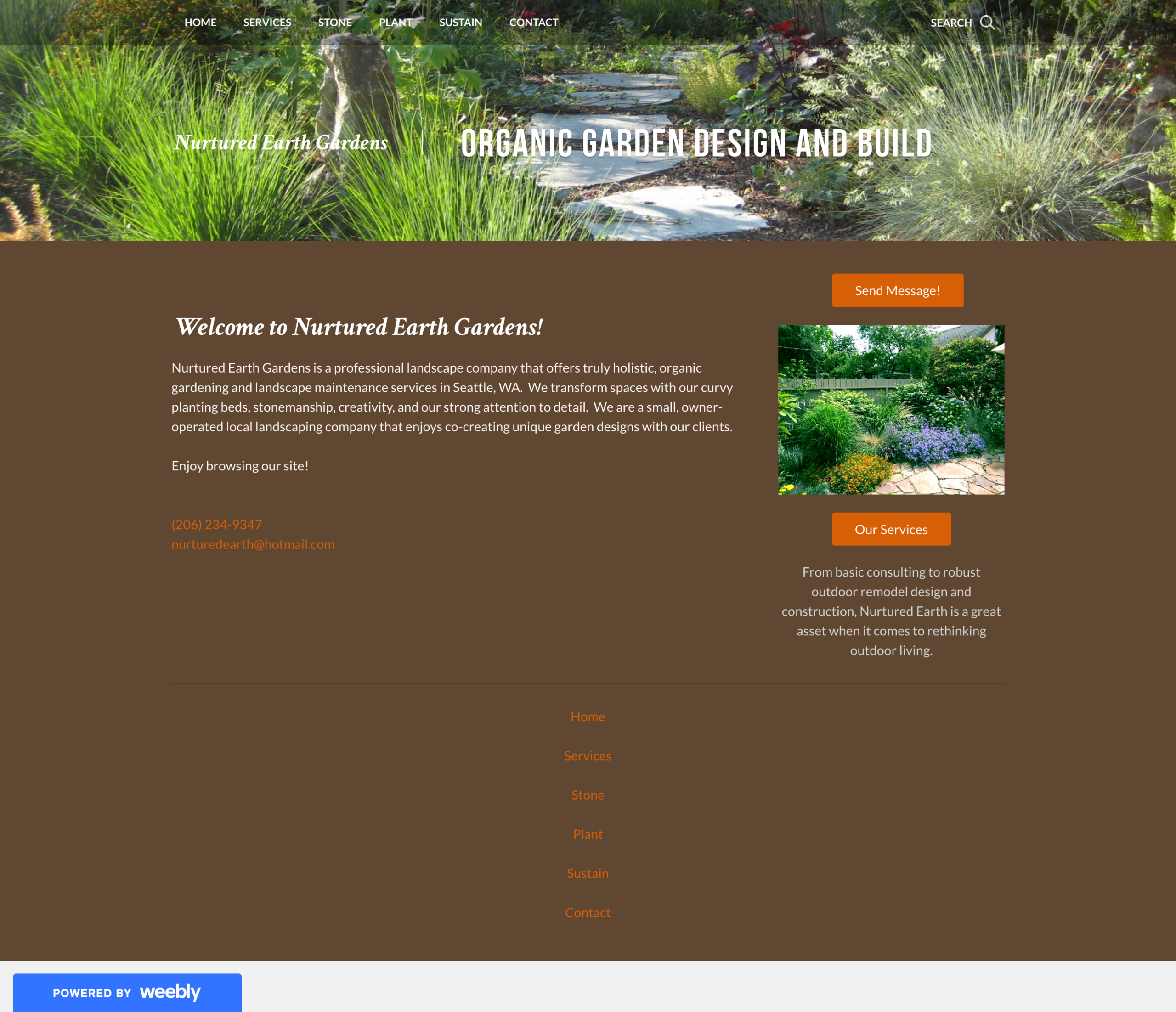 Nurtured Earth Gardens landscaping website designed by Axess Web Design